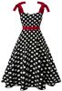 Adult Female Costumes to Hire - Polka dot  & red straps dress  - 2XL